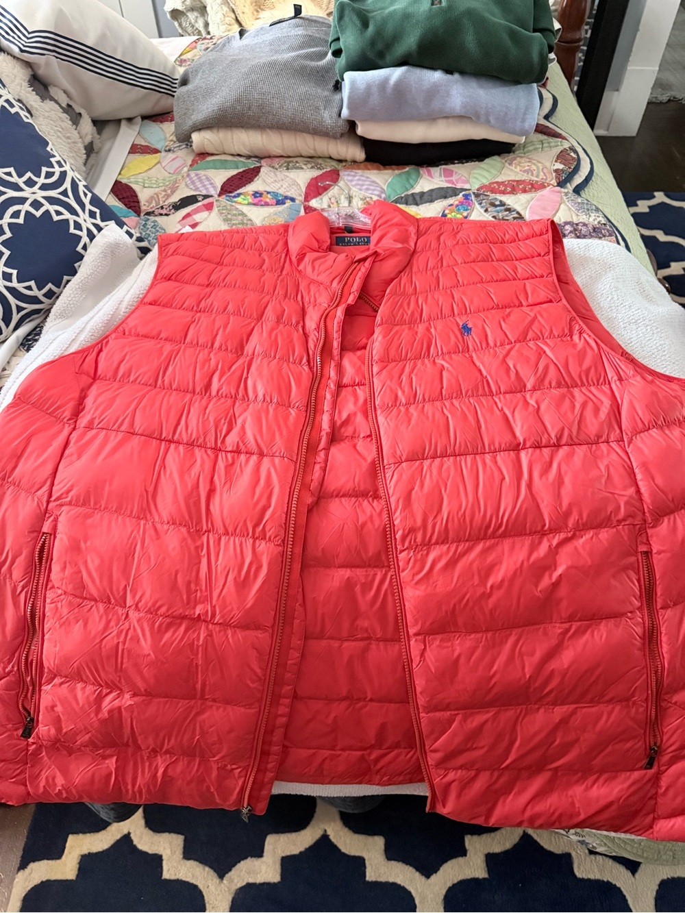 Polo by Ralph Lauren Orange Quilted Down-Style Vest